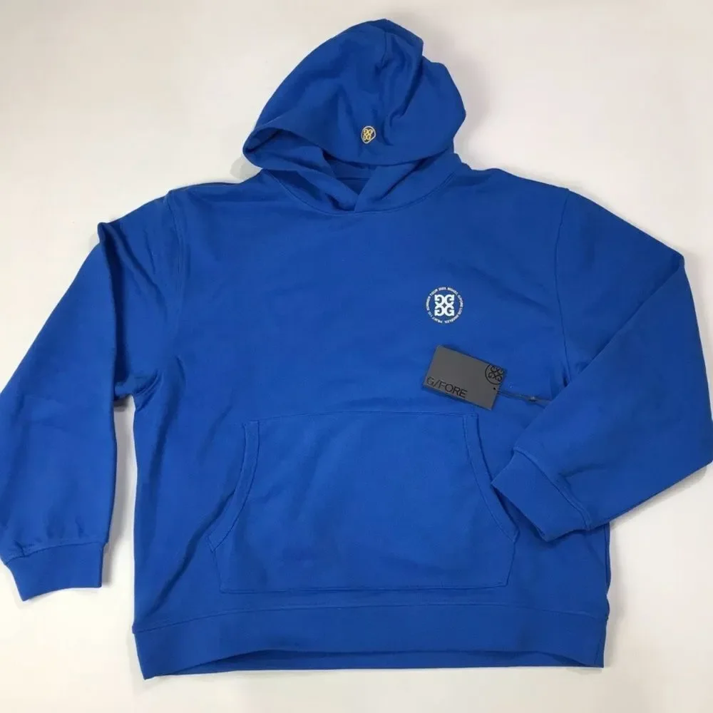 G/FORE French Terry Blue Logo Pullover Hoodie LARGE Golf Summer Tour‎ NWT…